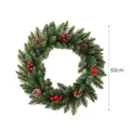 60cm Weihnachts-Kranz mit roten Beeren und Tannenzapfen für festliche Dekorationen - Spitznadel Mit Roten Beeren & Zapfen / Durchmesser 60cm