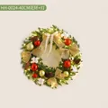 Decorative 40cm Christmas wreath with LED lights, golden bows, and red ornaments - Christmas Wreath with Lights / 40CM