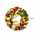 50cm Weihnachtskranz mit roten und goldenen Kugeln und warmen LEDs - Weihnachts-Dekokranz mit Lichtern (HH2511) / 50cm