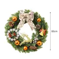 Χριστουγεννιάτικο στεφάνι 60cm με φιόγκο, τάρανδο και κουκουνάρια για διακόσμηση - Γιρλάντα λουλουδιών / 60CM