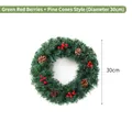 Decorative Christmas wreath with red berries and natural pine cones, 30cm diameter size - Diameter 30cm / Green Berry + Pine Cone Style