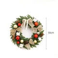 50cm Christmas wreath with red gold ornaments burlap bows and cotton for door decor - Christmas Wreath / 50cm