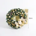 Ghirlanda natalizia verde 40cm con palline dorate, pigne e scritta Merry Christmas. - Lettere Oro Fiori Oro / 40CM / Verde