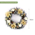Grande ghirlanda di Natale artificiale da 60cm con palline d'oro e punte innevate bianche - Palla Oro Bordo Bianco / Lunghezza/Pack