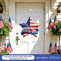 Patriotic 4th of July star shaped wooden hanging sign featuring American flag design - 4th of July Star Style / 29x27.5cm
