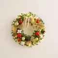 50cm Artificial Christmas Wreath with LED Lights, Red Gold Ornaments and Burlap Bows - Christmas Wreath with Lights / 50cm