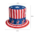 Sombrero de copa estilo Tío Sam con diseño bandera EE. UU. y 20x20x28 cm - Estilo de Fuente Artística 4 JULY (Sombrero Día Independencia 01) / 28x20x20cm / Rojo Blanco Azul Bandera de EE. UU.