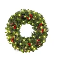 60cm LED Christmas wreath with red berries and pine cones for holiday door decoration - LED Christmas Wreath (HH2501) / 60CM
