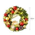 Handgefertigter 60cm Weihnachtskranz mit leuchtenden LED-Lichtern und roten Kugeln. - Weihnachts-Dekokranz mit Lichtern (HH2511) / 60CM