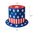 Sombrero de copa patriótico del Tío Sam con estrellas y rayas de la bandera de EE. UU. - Estilo Clásico de Estrellas y Franjas (Sombrero Día Independencia 02) / 28x20x20cm / Rojo Blanco Azul Bandera de EE. UU.