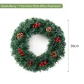 Artificial 50cm Christmas wreath with green pine needles, red berries and pinecones - Diameter 50CM / Green Berry + Pine Cone Style