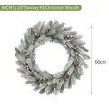 Großer 60cm künstlicher Weihnachtskranz mit Tannenzapfen und Beeren für die Türdekoration - PE Schneebestäubter Weihnachtskranz / Durchmesser 60cm (110T)