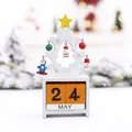 Weißer hölzerner Weihnachtsbaum-Dauerkalender mit Größenangaben 14 cm Höhe - Weißer Weihnachtsbaum Stil / 14x7.3x3.5cm