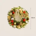 Élégante couronne de Noël de 60 cm avec lumières LED, pommes de pin et décorations - Couronne de Noël avec Lumières / 60CM