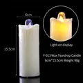 Realistic white LED flameless candle with dripping wax effect, 6x15.5cm size, 98g weight - F-013 Tear-drop Candle / 6x15.5cm