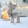 Rustic handcrafted large wooden Christmas deer figurine with bell, measures 14.5x23cm - Large Wooden Deer (XY17-72056N) / 14.5x23cm