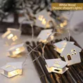 Decorative white wooden house string lights for warm Christmas indoor holiday ambiance - House-Shaped / White