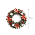 40cm Weihnachtskranz mit roten Blumen, Zapfen und Baumwollkugeln - Rote Kugel und Rote Blumen Stil / 40cm (Ohne Licht)