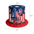 Sombrero de copa patriótico del Tío Sam con bandera de EE. UU. y dimensiones - Estilo con Estampado 4 JULY (Sombrero Día Independencia 05) / 28x20x20cm / Rojo Blanco Azul Bandera de EE. UU.