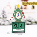 Charming green wooden Christmas tree desk calendar ornament with holiday decorations 14cm tall - Green Christmas Tree Style / 14x7.3x3.5cm