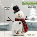 Zachte pluche kerstsneeuwpop decoratie met hoge hoed en rood geruite sjaal, 33 cm - Dikke 2-Laags Hoge Hoed Sneeuwpop (Y16517) / 33x28cm