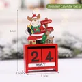 Handcrafted wooden Christmas countdown calendar ornament featuring Santa Claus and reindeer - Elk Style / 14x7.3x3.5cm