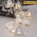 Warm white wooden Christmas tree LED string lights in elegant white finish for decor - Christmas Tree