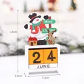 Festive wooden snowman advent calendar ornament with adjustable blocks for tabletop - Snowman Style / 14x7.3x3.5cm