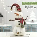 Grote drielaagse kerstman sneeuwpop pluche pop met rode puntmuts en geruite sjaal - Grote 3-Laags Puntmuts Sneeuwpop (YH16520) / 59x45cm