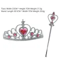 Pink heart tiara and magic wand set for girls costume and princess role play accessories. - Crown And Scepter Set / Pink