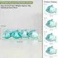 Set van 4 turquoise vis kerstornamenten met groene glitters, 6x8cm hangende decoratie - 4 Stuks Verpakking / Groen