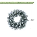 Verschneiter 30cm grüner Weihnachts-Kranz aus Kiefernnadeln mit 60 Spitzen für die Haustür - Schneebeflockter Weihnachtskranz aus Kiefernnadeln / Durchmesser 30cm (60 Spitzen)