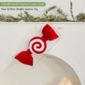 Red velvet candy-shaped Christmas hanging ornament, 22x8cm soft festive plush decoration - 22x8cm / Small (S25-080)