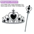 Children's silver costume set with black heart tiara and magic wand accessories for kids - Crown And Scepter Set / Black