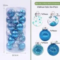 Set of 30 blue Christmas ball ornaments in 5 styles with 6cm diameter and bucket - 30 Pieces Set (6cm) / Blue
