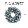 50cm beflockter grüner Weihnachts-Tannenkranz mit 115 Spitzen für festliche Türdekoration - Schneebeflockter Weihnachtskranz aus Kiefernnadeln / Durchmesser 50cm (115 Spitzen)