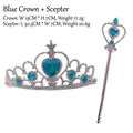 Children's princess costume accessory set with silver crown and blue heart gem magic wand - Crown And Scepter Set / Blue
