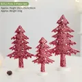 Set of 3 pink glitter Christmas tree table ornaments in heights 20, 25, 30 cm - 3-Piece Set (B312) / 20cm, 25cm, 30cm / Pink