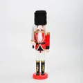 Schiaccianoci tradizionale in legno rosso da 30 cm con spada per decorazioni natalizie - 30cm / Rosso