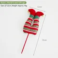 Festive red and green striped Christmas elf legs decoration for tree topper and crafts - Style C Red and Green Elf Legs