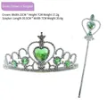 Emerald green heart gem tiara and magic wand princess dress-up set for children's performance - Crown And Scepter Set / Green