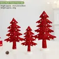 B312 Set of 3 red sequined Christmas tree ornaments for festive desktop decor in 3 sizes - 3-Piece Set (B312) / 20cm, 25cm, 30cm / Red