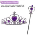 Sparkly kids' purple heart-shaped tiara and matching magic wand scepter accessory set - Crown And Scepter Set / Purple
