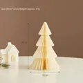Petit sapin de Noël en papier alvéolé jaune de 20 cm pour décoration de table festive - 20cm / Jaune