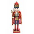Schiaccianoci soldato in legno da 38 cm con mantello rosso e corona reale - 38cm / Rosso