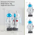 Silver and blue astronaut Christmas tree hanging ornament in transparent box packaging - Astronaut Style (E507050) / 2 Pcs/Set / Silver