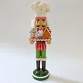 35cm wooden chef nutcracker soldier puppet holding gingerbread man for Christmas gift. - Chef Gingerbread Style (58211-3) / 35cm
