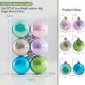 Colorful 6-piece shiny macaron Christmas ball ornament set with dimensions and weight - Macaron Style (E507058) / Set of 6 / Multicolor