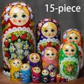 Handbemaltes 15-teiliges russisches Matroschka-Set aus Holz mit Blumendesign - 15-Schichten Lackierte Erdbeere-Stil