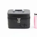 Large capacity black professional makeup box case with bow detail and sturdy silver handle - Small (19.5x13.5x12.5cm) / Black